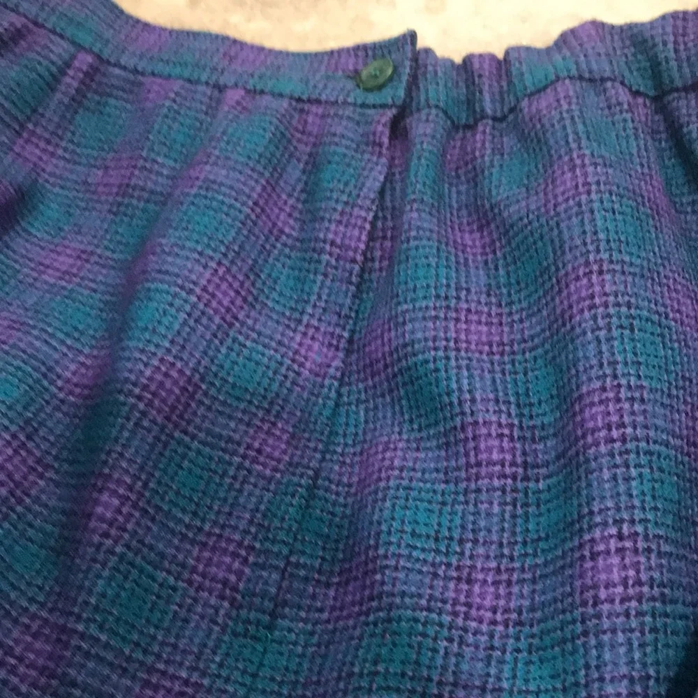 Vintage Pendleton Wool Suit Womens Size 18W Blue Plaid 2 Piece Skirt Blazer USA - Picture 12 of 16